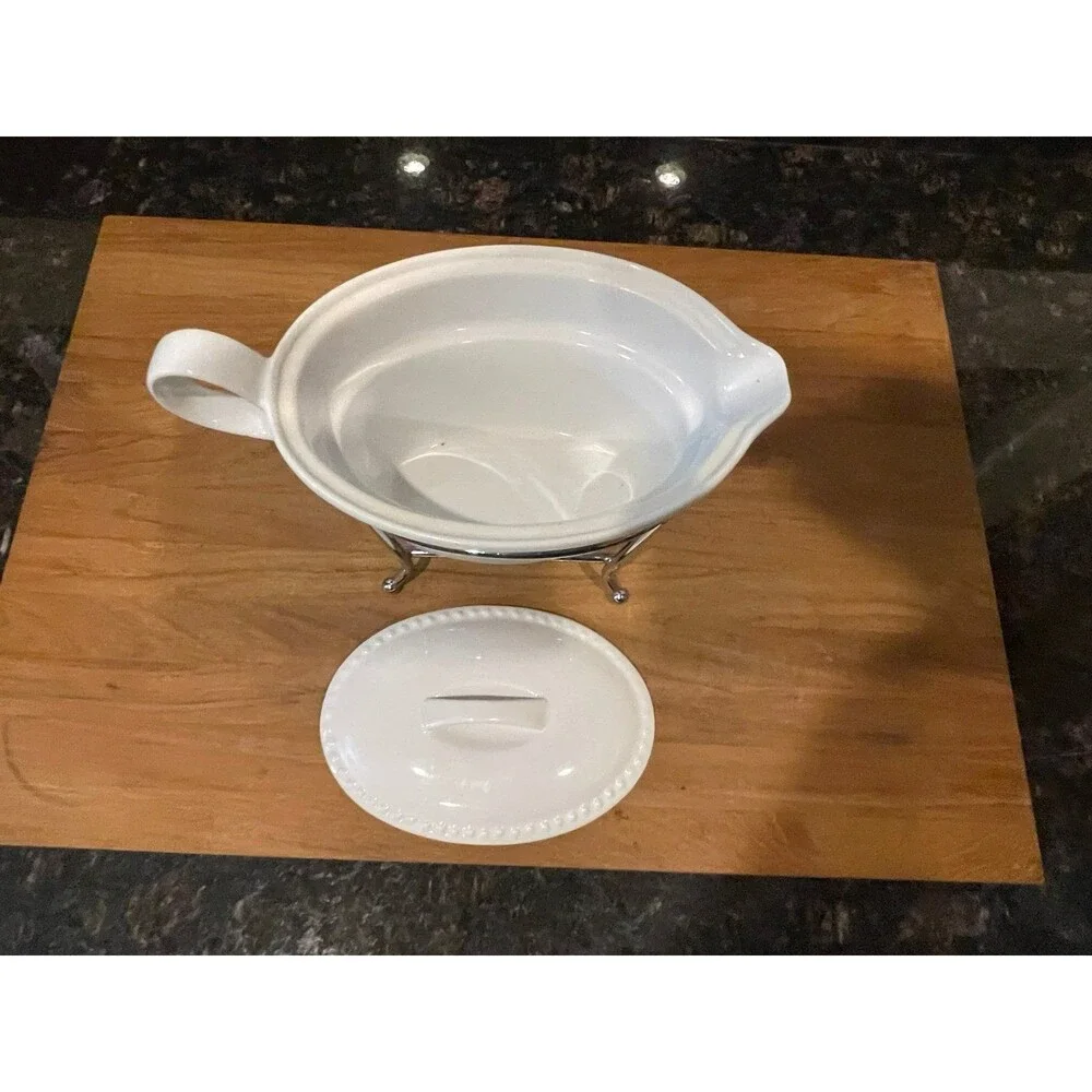 Everything Kitchen lidded Gravy Boat w/Tealight Warmers